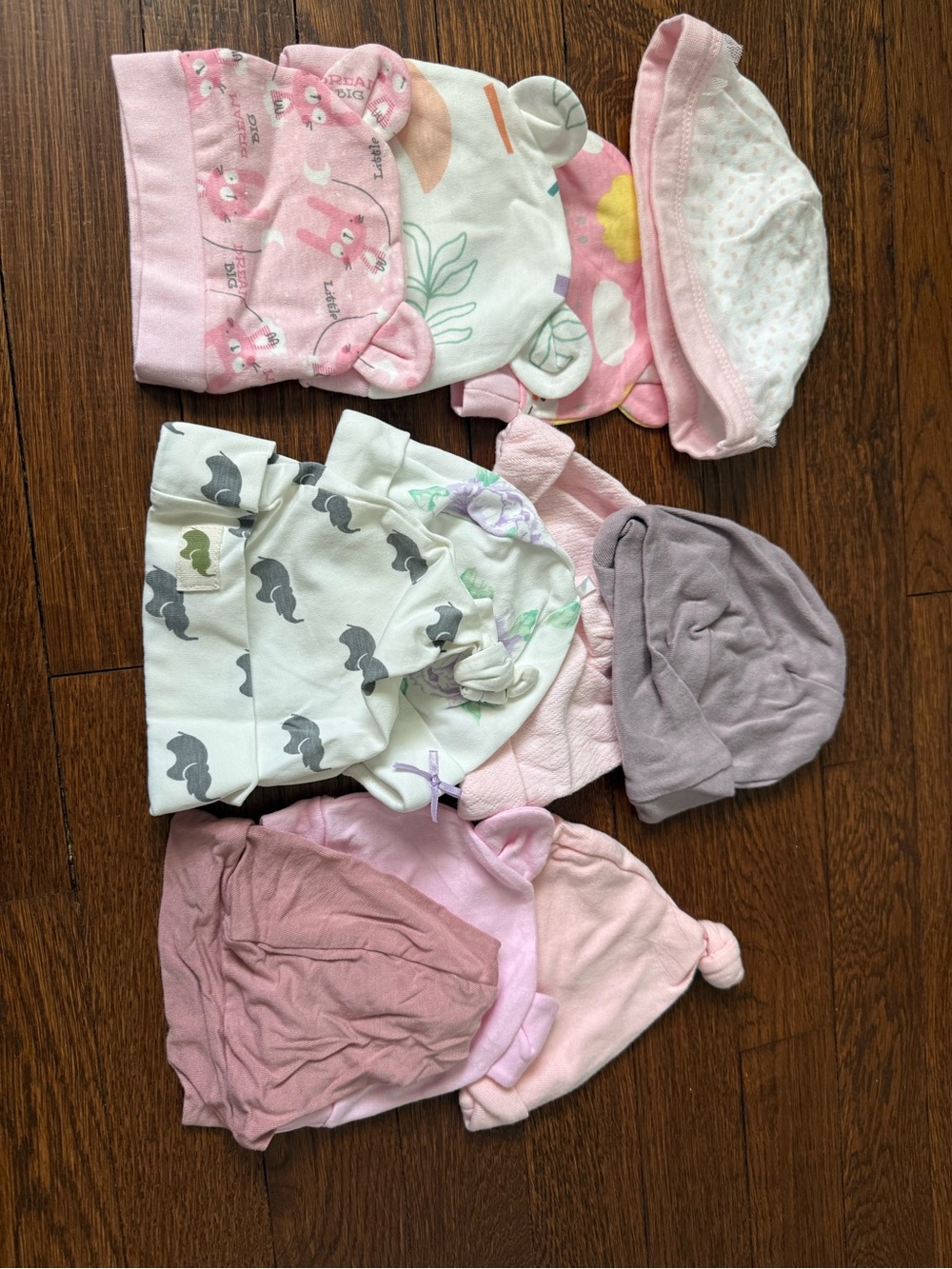 Newborn Baby Knit Hat Bundle in Pink, Light Pink, Cream, Gray